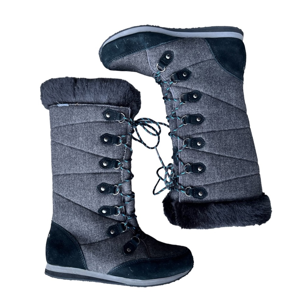 L.L. Bean Carrabassett Tall Insulated Waterproof Grey Black Snow Boots Size 6.5